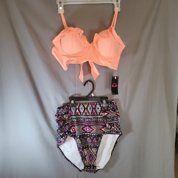 SHEKINI women's vintage peach/pink bikini. High waist bottoms, push up top. NWT - Picture 1 of 8